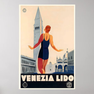 Lido di Venezia Venedig Lido Italien Vintage Reise Poster