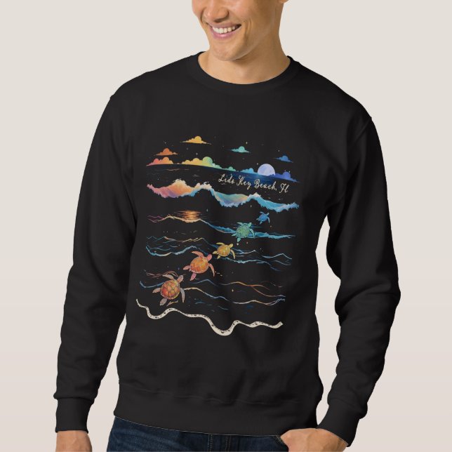 Lido Key Beach Florida Sea Turtle Lover Beach Vaca Sweatshirt (Vorderseite)