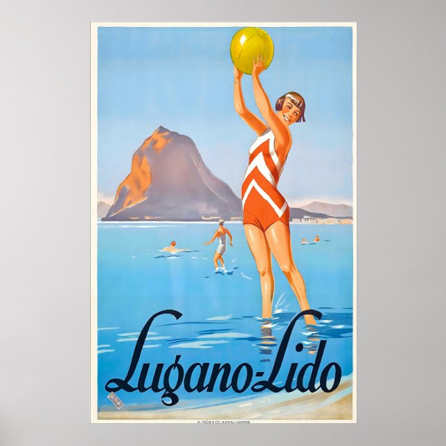 Lido Strand Seeufer Lugano Schweiz Poster (Vorne)