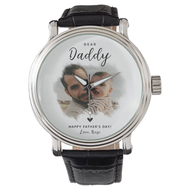 Liear Daddy | Modernes Foto Herztag der Vater Armbanduhr (Vorderseite)