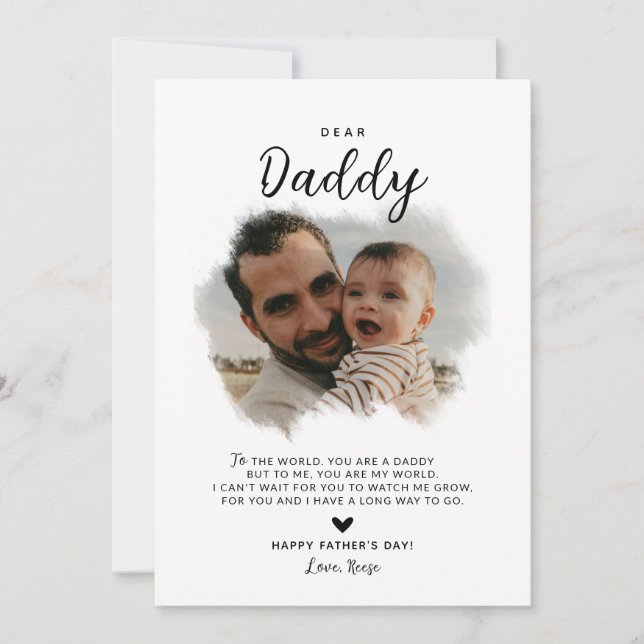 Liear Daddy | Modernes Foto Herztag der Vater Karte (Vorderseite)