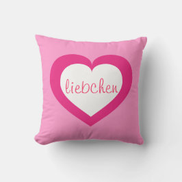 Liebchen weißes und heißrosa Herz Kissen