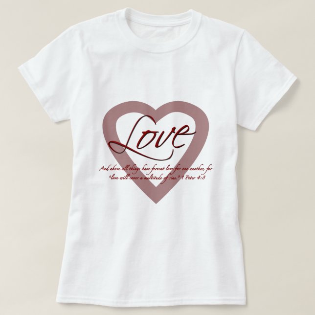 Liebe1 Peter-4:8 T-Shirt (Design vorne)