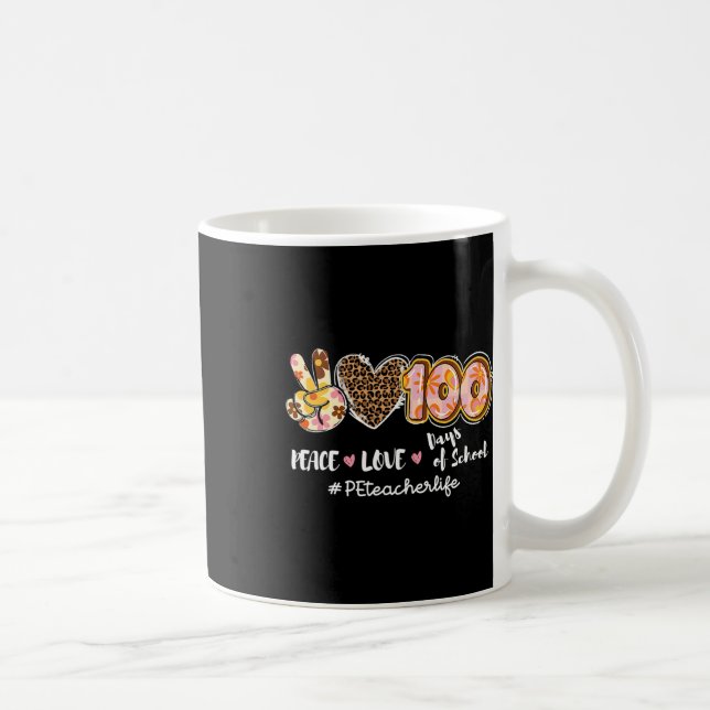 Liebe 100 Tage Leopard Pe Teacher Leben Kaffeetasse (Rechts)