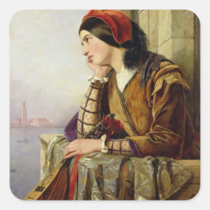 Liebe, 1856 quadratischer aufkleber