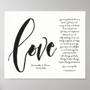 Liebe, 1 Cor. 13, Doppelname, moderne Schrift Poster