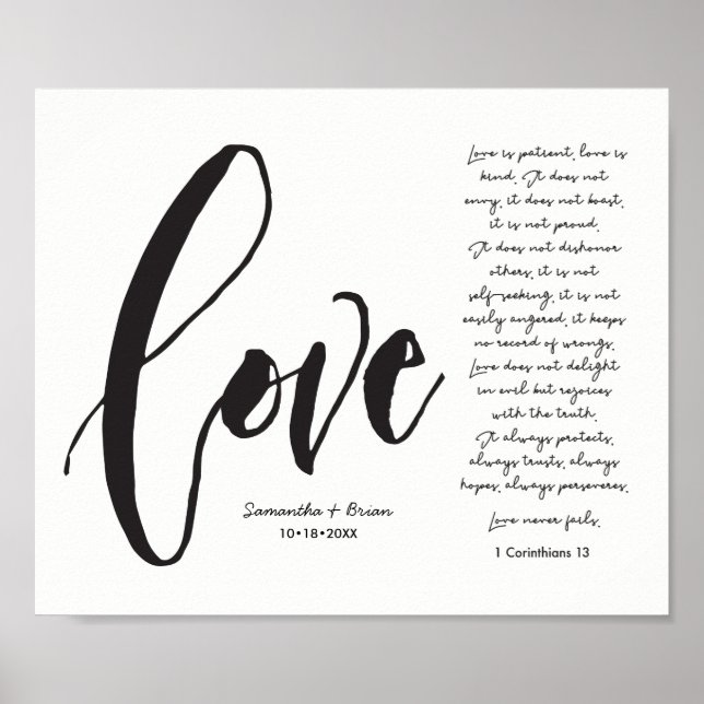 Liebe, 1 Cor. 13, Doppelname, moderne Schrift Poster (Vorne)