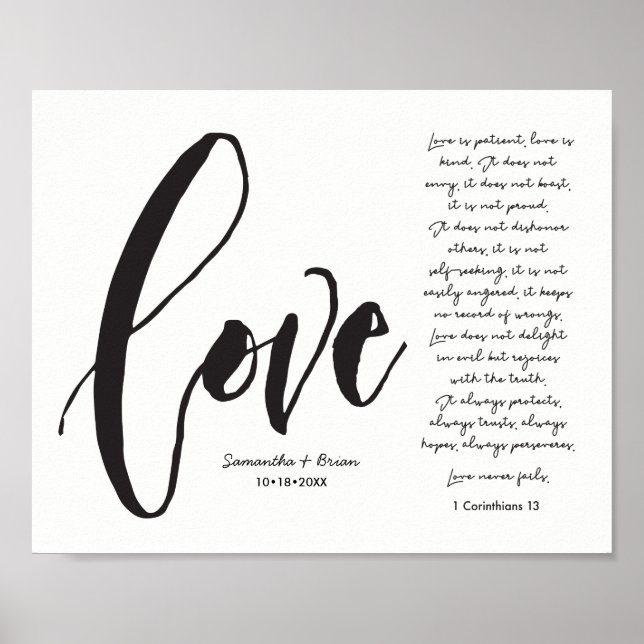 Liebe, 1 Cor. 13, Doppelname, moderne Schrift Poster (Vorne)
