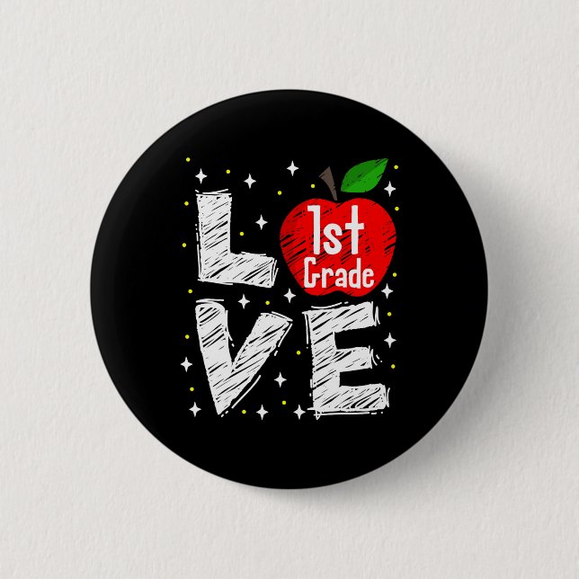 Liebe 1. Klasse Apfel Spaß Ck Zur Schule Lehrer Ge Button (Vorderseite)
