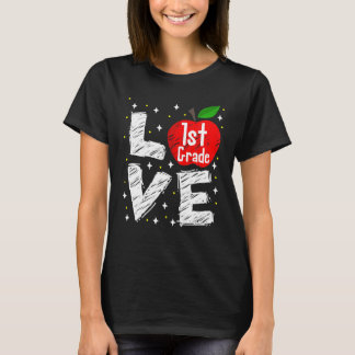 Liebe 1. Klasse Apfelwein Zurück zur Schule Lehrer T-Shirt