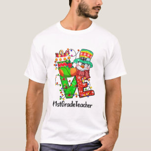 LIEBE 1. Klasse Lehrer Snowman Weihnachtsmannmütze T-Shirt