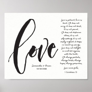 Liebe, 1 Kor. 13, Paarname, moderne Schrift Poster