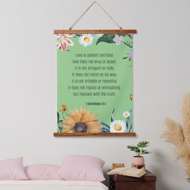 Liebe, 1 Korinther 13:4, Wandteppich Mit Holzrahmen (Schlafzimmer)