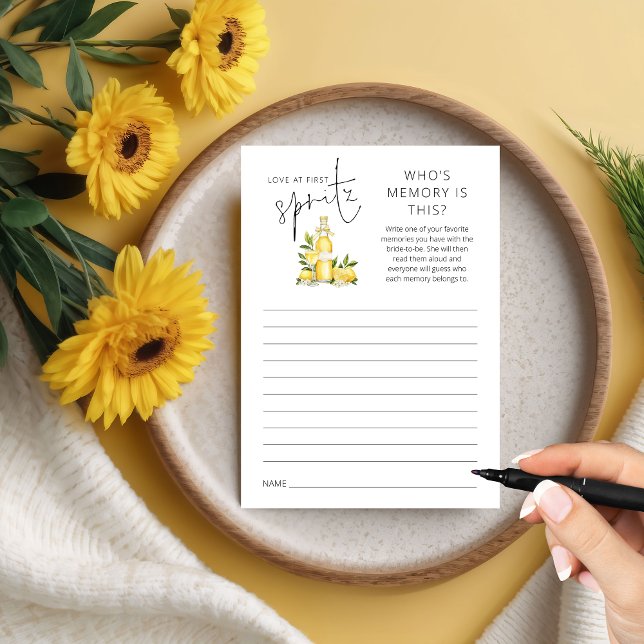 Liebe 1. Spritz Who's Memory Brautparty Game Einladung (Von Creator hochgeladen)