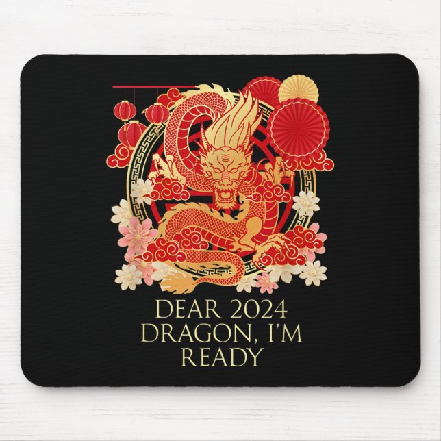Liebe 2024 Dragon Im Bereit Chinesisch Neujahr Red Mousepad (Vorne)