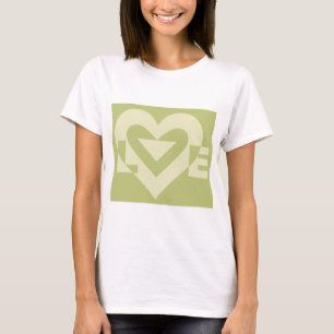 Liebe 2-Tone-Ebene Grün T-Shirt