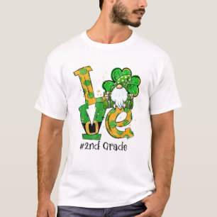 LIEBE 2Nd Grade Gnome Lucky Kleeblatt St Patrick's T-Shirt