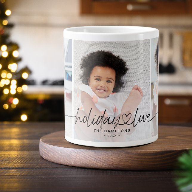 LIEBE 3 FOTOS Jumbo-Tasse (Holiday Love 3 Photos Giant Coffee Mug)