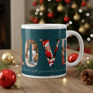 Liebe 4 Foto moderne minimale personalisierte Gesc Jumbo-Tasse