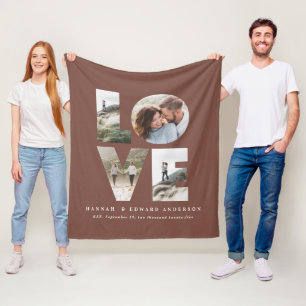 Liebe 4 Foto Modernes personalisiertes Geschenk Fleecedecke