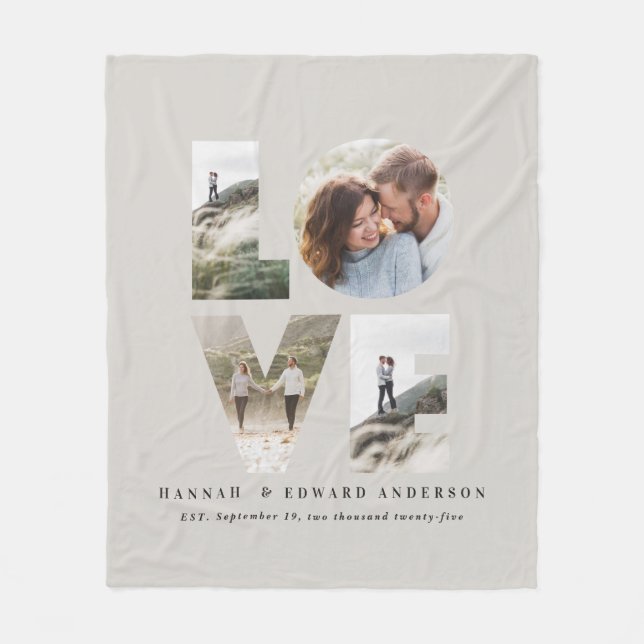 Liebe 4 Foto Modernes personalisiertes Geschenk Fleecedecke (Vorderseite)