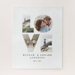 Liebe 4 Foto Modernes personalisiertes Geschenk Puzzle