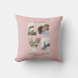 Liebe 4 Foto Modernes personalisiertes Geschenk ro Kissen