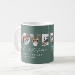 Liebe 4 Foto Modernes, personalisiertes Grün Kaffeetasse