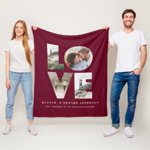 Liebe 4 Foto personalisierte Bordeaux Fleecedecke