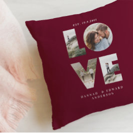 Liebe 4 Foto personalisierte Bordeaux Kissen