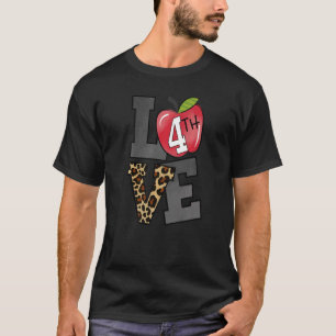 Liebe 4. Klasse Apple Leopard Erster Schultag F T-Shirt