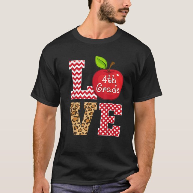 Liebe 4. Klasse Apple T-Shirts Geschenklehrer Leop (Vorderseite)