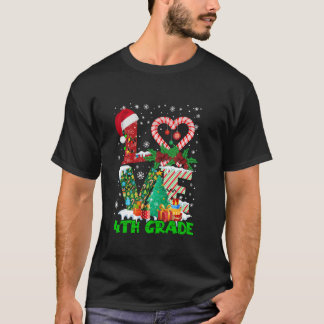 Liebe 4. Klasse Weihnachtsmannmütze Candy Cane Leh T-Shirt