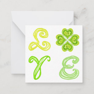 LIEBE 4 Leaf Diamonds Happy St Patricks Day Stoff Mitteilungskarte