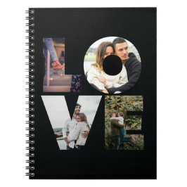 LIEBE - 4 Paare/Familienfoto Collage - Schwarz Notizblock