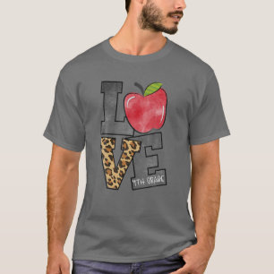 Liebe 4th Grade Apfel Funny Back to School Teacher T-Shirt