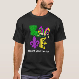 Liebe 4th Grade Teacher Mask Mardi Gras Karneval F T-Shirt