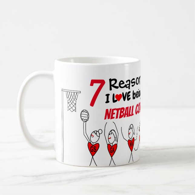 Liebe 7 Grund-I, die ein Netball-Zug ist Kaffeetasse (Links)
