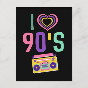 Liebe 90er Radio Music Disco Retro 1990er Postkarte