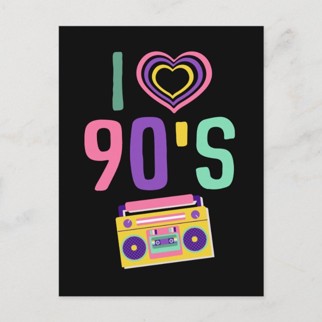 Liebe 90er Radio Music Disco Retro 1990er Postkarte (Vorderseite)