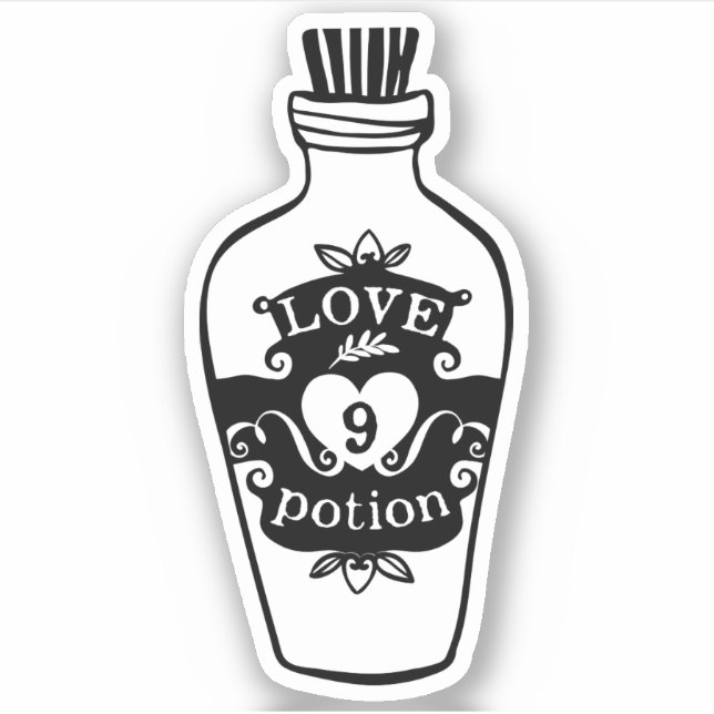 Liebe #9 Flasche Vintag schwarz-weiß Aufkleber (Vorderseite)