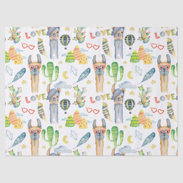 Liebe A Llama Tissue Paper Seidenpapier (Vorderseite)