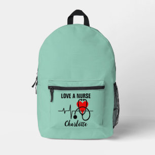 Liebe a Nurse Heart Stethoscope Design Bedruckter Rucksack
