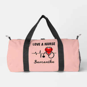 Liebe a Nurse Heart Stethoscope Design Duffle Bag