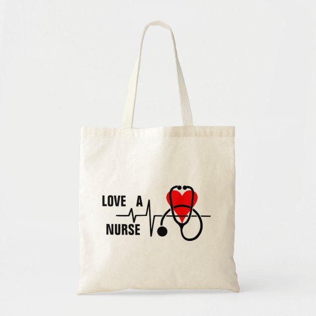 Liebe a Nurse Heart Stethoscope Design Tragetasche (Vorne)