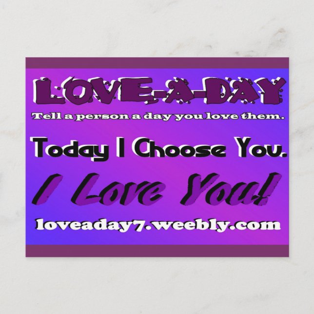 Liebe A Tag Postkarte Lila (Vorderseite)