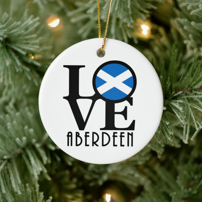 LIEBE Aberdeen Scotland Keramik Ornament (Baum)