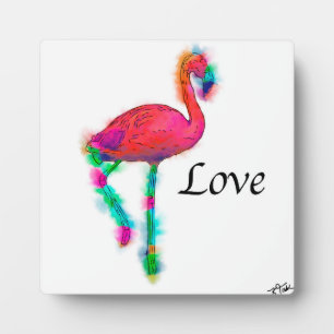 Liebe - Abstrakter Flamingo-Schritt Fotoplatte