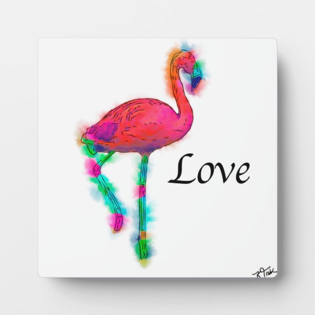 Liebe - Abstrakter Flamingo-Schritt Fotoplatte (Vorderseite)