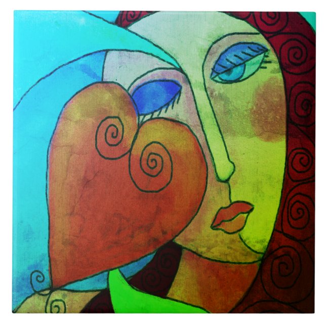 Liebe Abstraktes Digitalbild Fliese (Vorderseite)